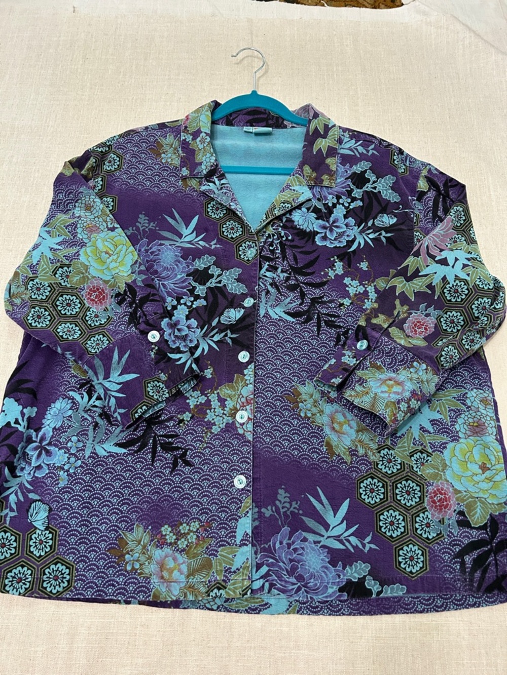Tianello Aida Blouse Women’s M Vibrant Purple Floral Tencel Button-Up - Picture 12 of 16